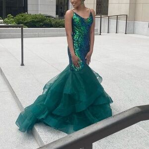 Elegant Green Sequin Mermaid Dress